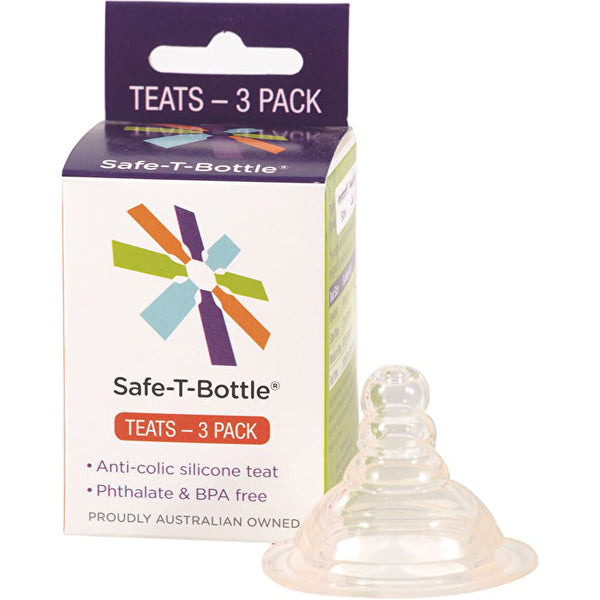 SAFE-T-BOTTLE Safe-T Bottle Baby Bottle Teats Slow Flow x 3 Pack
