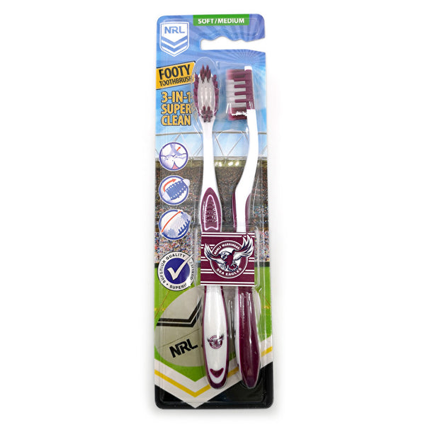 Nrl - 2pk -manly Warringah Sea Eagles Toothbrushes