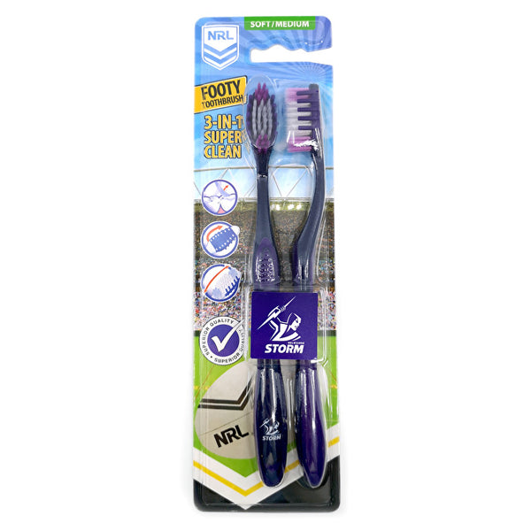Nrl - 2pk-melbourne Storm Toothbrushes