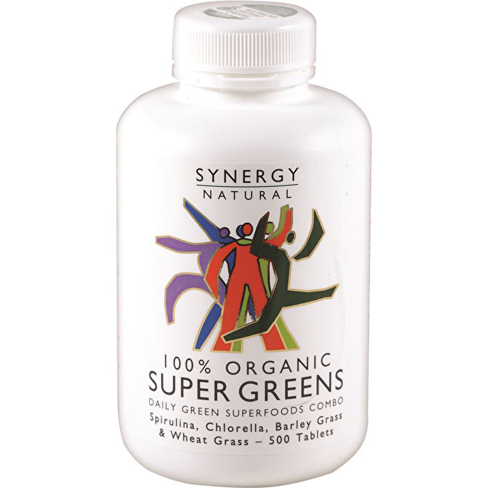 Synergy Natural Organic Super Greens (Spirulina, Chlorella, Barley Grass & Wheat Grass) 500t