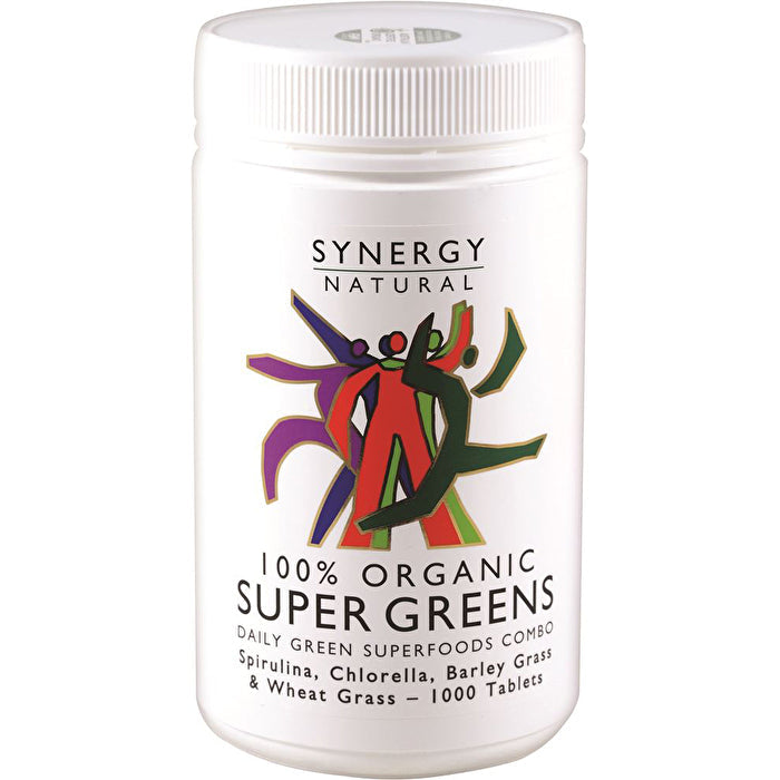 Synergy Natural Organic Super Greens (Spirulina, Chlorella, Barley Grass & Wheat Grass) 1000t