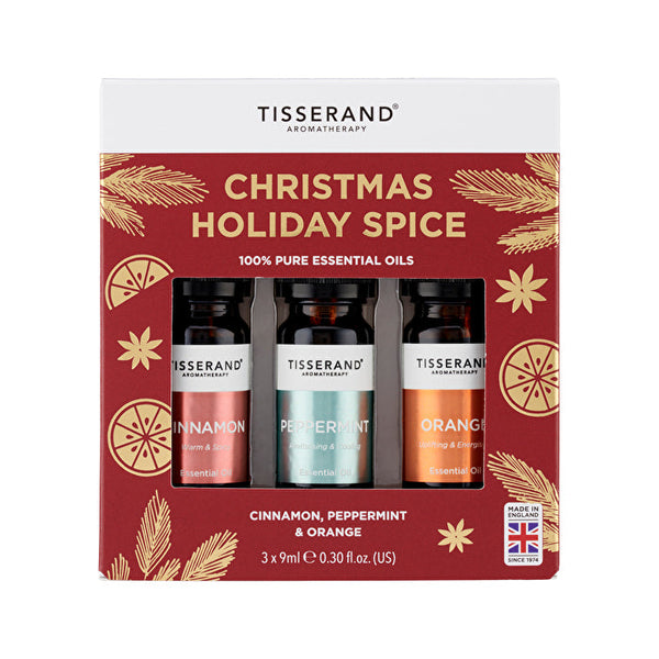 Tisserand Essential Oil Kit Christmas Holiday Spice (Boxed Red Spices) 9ml x 3 Pack