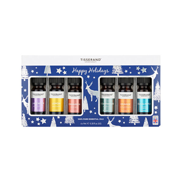 Tisserand Essential Oil Kit Happy Holidays (Blue & Silver Tree) 9ml x 6 Pack