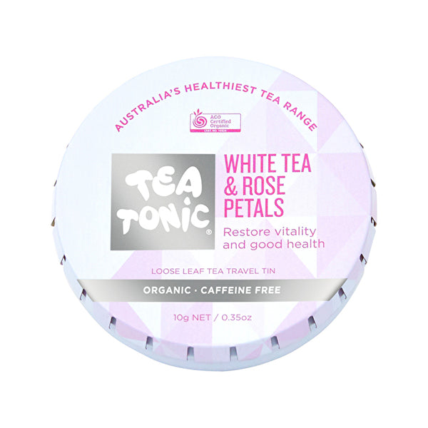 Tea Tonic Organic White Tea & Rose Petals Tea Travel Tin 10g