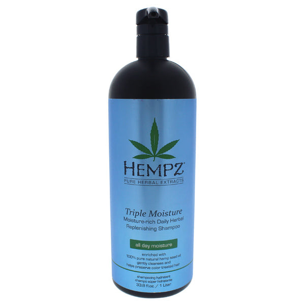 Hempz Triple Moisture-Rich Daily Herbal Replenishing Shampoo by Hempz for Unisex - 33.8 oz Shampoo