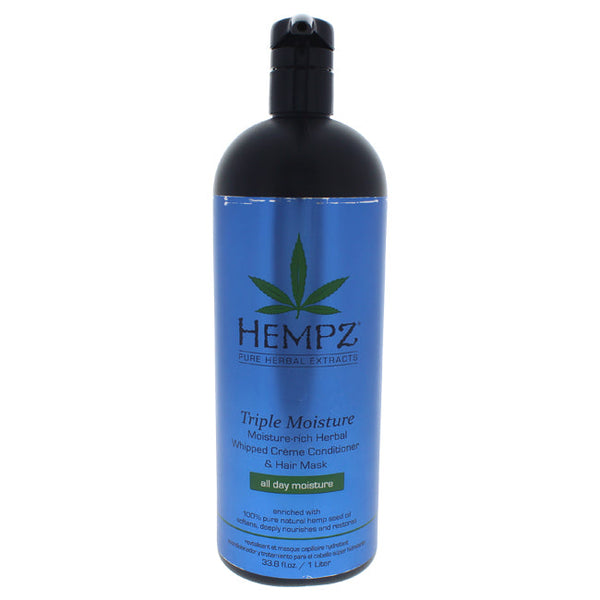 Hempz Triple Moisture-Rich Herbal Whipped Creme Conditioner Hair Mask by Hempz for Unisex - 33.8 oz Conditioner & Hair Mask