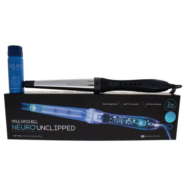 Paul Mitchell Neuro Unclipped Curling Iron - Model # NSCNAS - Black/Silver by Paul Mitchell for Unisex - 1.25 Inch Curling Iron