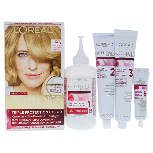 LOreal Paris Excellence Creme Pro - Keratine - # 8G Medium Golden Blonde - Warmer by LOreal Paris for Unisex - 1 Application Hair Color