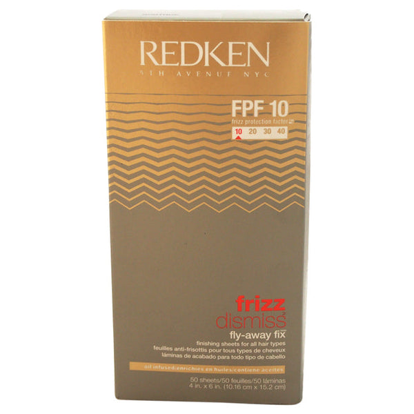 Redken Frizz Dismiss FPF 10 Fly-Away Fix Finishing Sheets by Redken for Unisex - 50 Pc Oil Infused Sheets