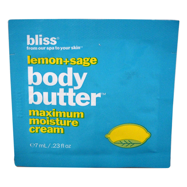 Bliss Lemon + Sage Body Butter Maximum Moisture Cream by Bliss for Unisex - 0.23 oz Cream
