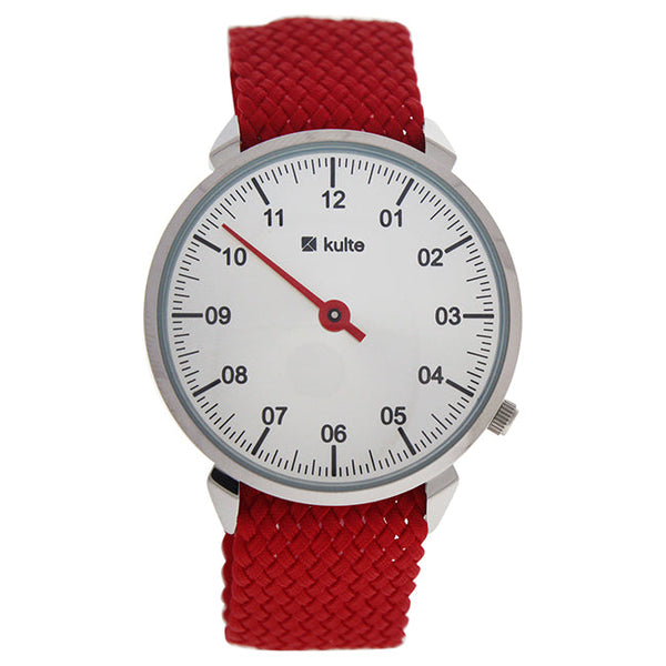 Kulte KUTPR Silver/Red Nylon Strap Watch by Kulte for Unisex - 1 Pc Watch