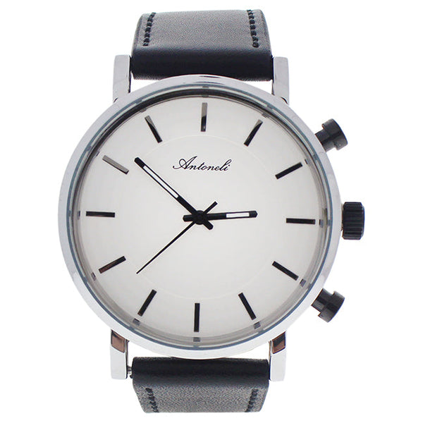 Antoneli AG6182-02 Silver/Black Leather Strap Watch by Antoneli for Unisex - 1 Pc Watch