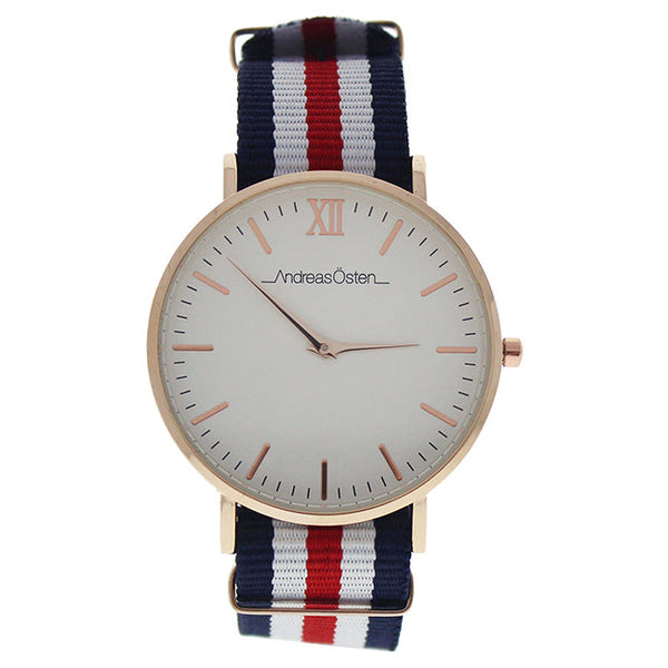 Andreas Osten AO-62 Somand - Rose Gold/Navy Blue-White-Red Nylon Strap Watch by Andreas Osten for Unisex - 1 Pc Watch
