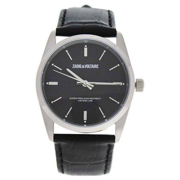 Zadig & Voltaire ZVF234 Fusion - Silver/ Black Leather Strap Watch by Zadig & Voltaire for Unisex - 1 Pc Watch