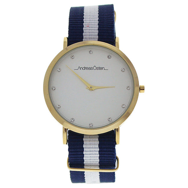 Andreas Osten AO-20 Somand - Gold/Navy Blue-White Nylon Strap Watch by Andreas Osten for Unisex - 1 Pc Watch