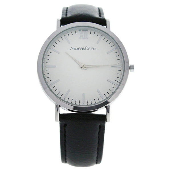 Andreas Osten AO-01 Silver/Black Leather Strap Watch by Andreas Osten for Unisex - 1 Pc Watch