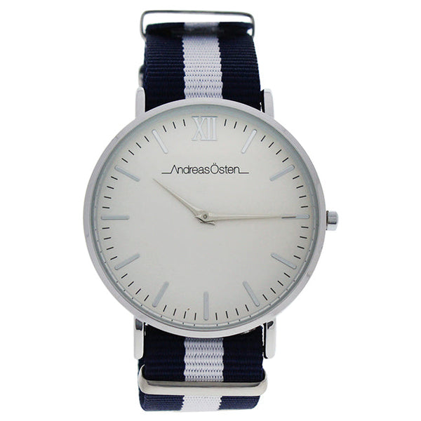Andreas Osten AO-58 Somand - Silver/Navy Blue & White Nylon Strap Watch by Andreas Osten for Unisex - 1 Pc Watch
