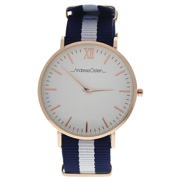 Andreas Osten AO-56 Somand - Rose Gold/Navy Blue-White Nylon Strap Watch by Andreas Osten for Unisex - 1 Pc Watch