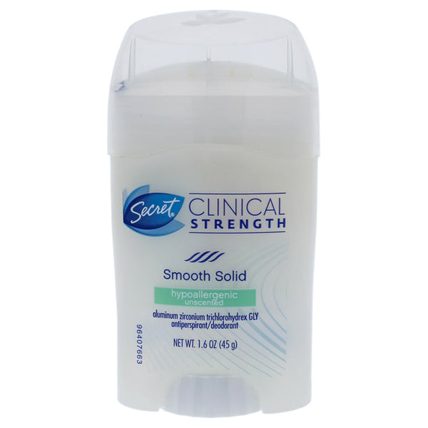 Secret Clinical Strength Hypoallergenic Smooth Solid Deodorant Unscented by Secret for Women - 1.6 oz Deodorant Stick