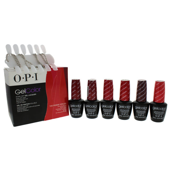OPI GelColor Soak-Off Gel Lacquer Kit by OPI for Women - 8 Pc Kit 6 x 0.5oz Gel Color - GC L60 Dutch Tulips, GC W52 Got The Blues for Red, GC Z13 Color So Hot It Berns, GC L72 OPI Red, GC A16 The Thrill of Brazil, GC B76 OPI on Collins Ave, 20 Pcs OPI Exp