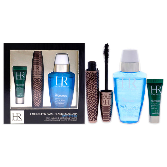 Helena Rubinstein Lash Queen Fatal Blacks Mascara Waterproof Kit by Helena Rubinstein for Women - 3 Pc Kit 0.24oz Lash Queen Fatal Blacks Mascara Waterproof - # 01 Magnetic Black, 1.69oz All Mascaras Make-Up Remover, 0.10oz Powercell Eye Care