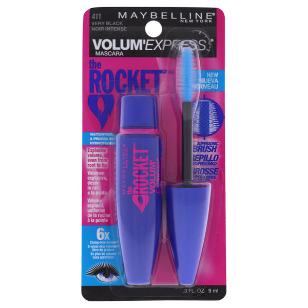 Maybelline Volum Express The Rocket Mascara Waterproof - # 411 Very Black by Maybelline for Women - 0.3 oz Mascara