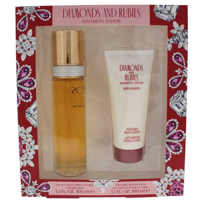 Elizabeth Taylor Diamonds and Rubies by Elizabeth Taylor for Women - 2 Pc Gift Set 3.3oz EDT Spray, 3.3oz Perfumed Body Lotion