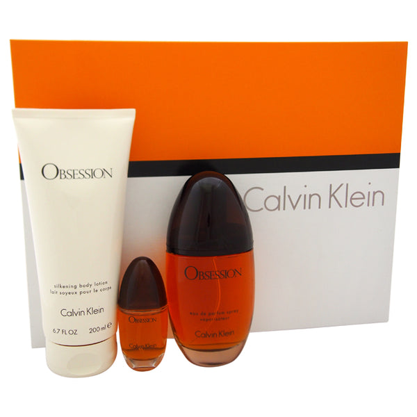 Calvin Klein Obsession by Calvin Klein for Women - 3 Pc Gift Set 3.4oz EDP Spray, 15ml EDP Spray, 6.7oz Silkening Body Lotion