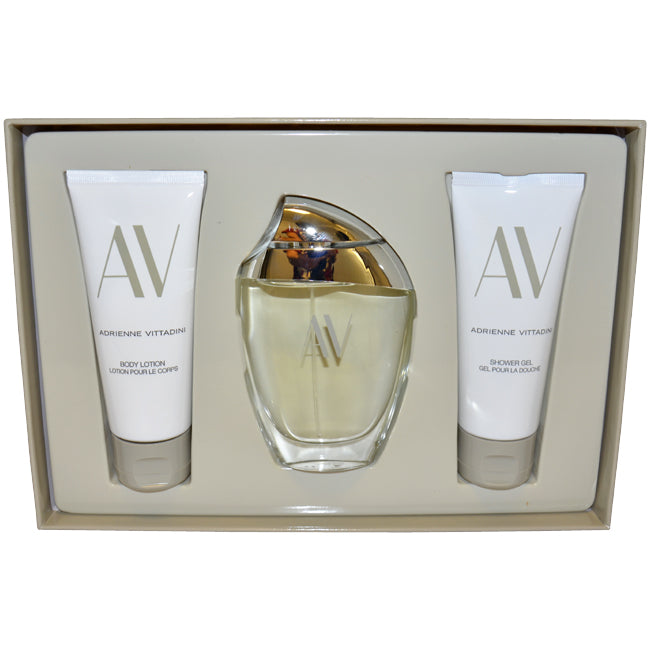 Adrienne Vittadini AV by Adrienne Vittadini for Women - 3 Pc Gift Set 3oz EDP Spray, 3.3oz Body Lotion, 3.3oz Shower Gel