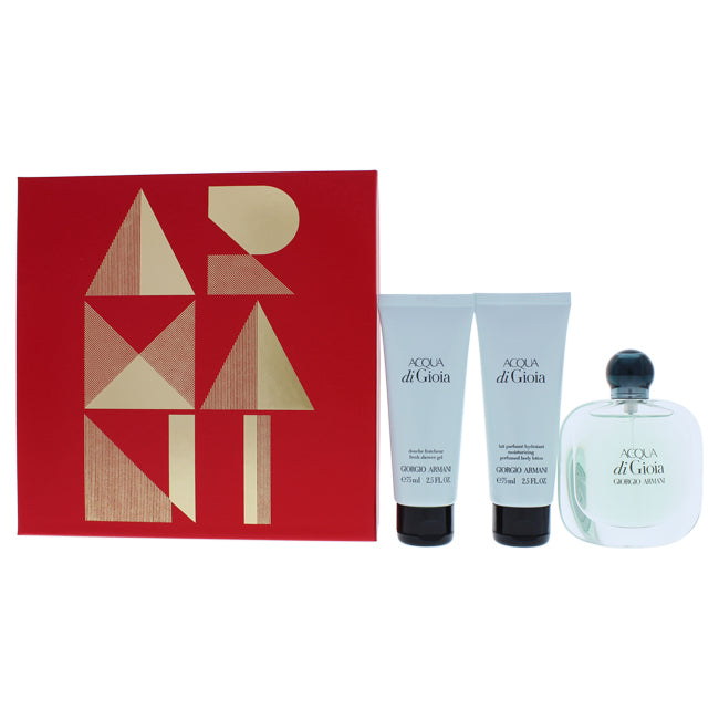 Giorgio Armani Acqua Di Gioia by Giorgio Armani for Women - 3 Pc Gift Set 1.7oz EDP Spray, 2.5oz Shower Gel, 2.5oz Body Lotion