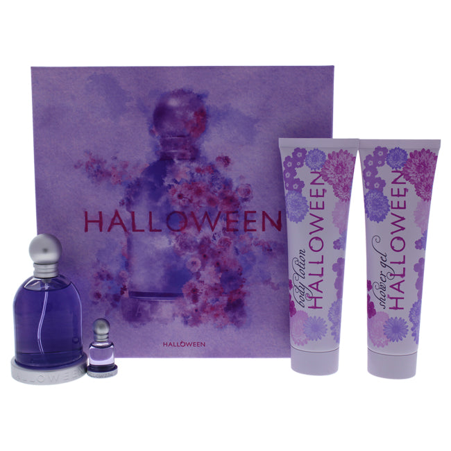 J. Del Pozo Halloween by J. Del Pozo for Women - 4 Pc Gift Set 3.4oz EDT Spray, 0.15oz EDT Splash, 5oz Body Lotion, 5oz Shower Gel