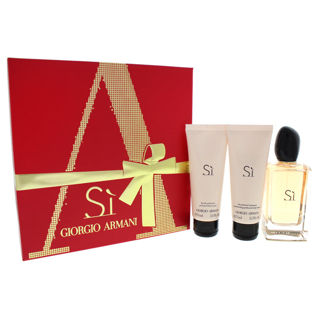 Giorgio Armani Giorgio Armani Si by Giorgio Armani for Women - 3 Pc Gift Set 3.4oz EDP Spray, 2.5oz Perfumed Shower Gel, 2.5oz Moisturizing Perfumed Body Lotion
