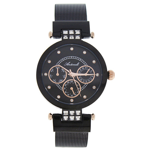 Antoneli AL0704-08 Black Stainless Steel Mesh Bracelet Watch by Antoneli for Women - 1 Pc Watch