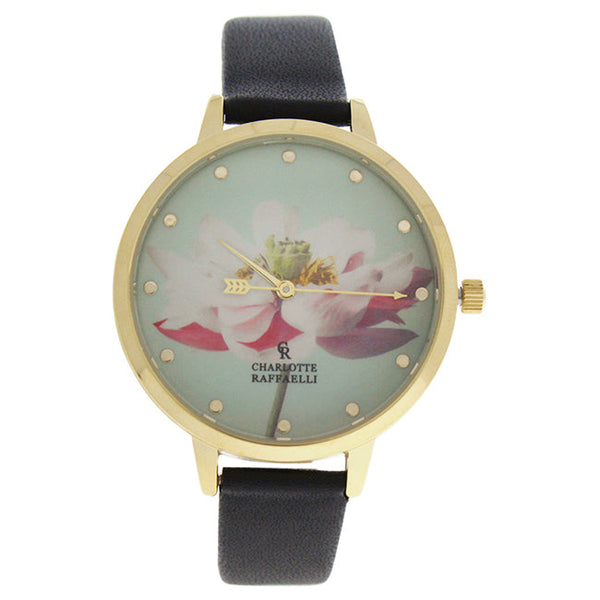 Charlotte Raffaelli CRF008 La Florale - Gold/Black Leather Strap Watch by Charlotte Raffaelli for Women - 1 Pc Watch