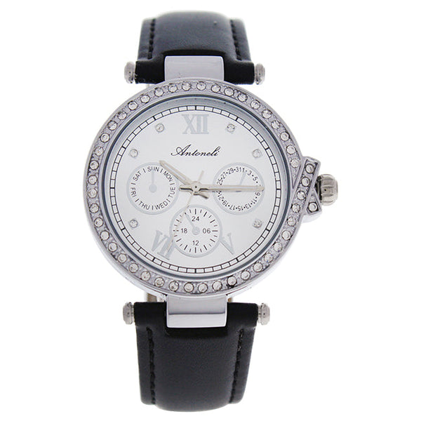 Antoneli AL0519-07 Silver/Black Leather Strap Watch by Antoneli for Women - 1 Pc Watch