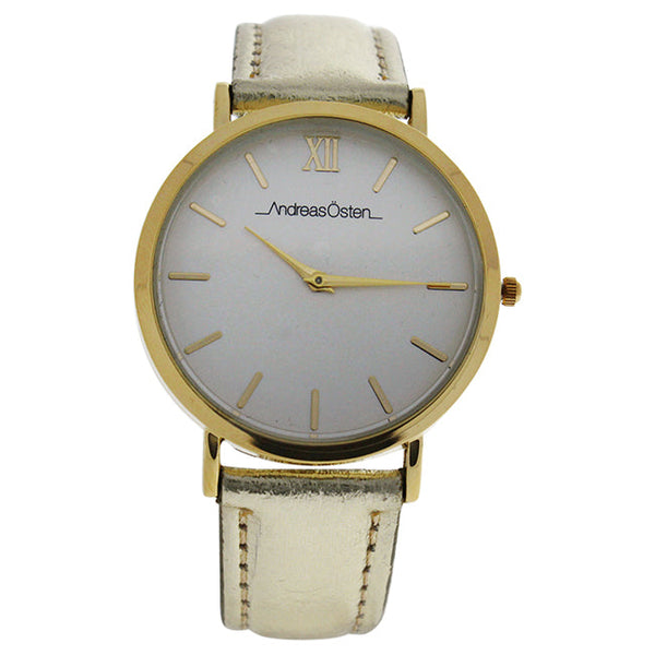 Andreas Osten AO-199 Hygge - Gold/Champagne Gold Leather Strap Watch by Andreas Osten for Women - 1 Pc Watch