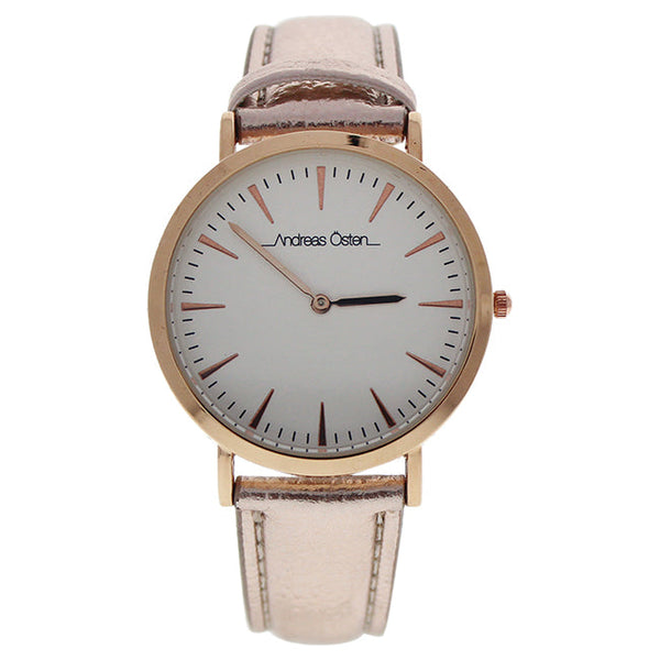 Andreas Osten AO-196 Hygge - Rose Gold/White Leather Strap Watch by Andreas Osten for Women - 1 Pc Watch