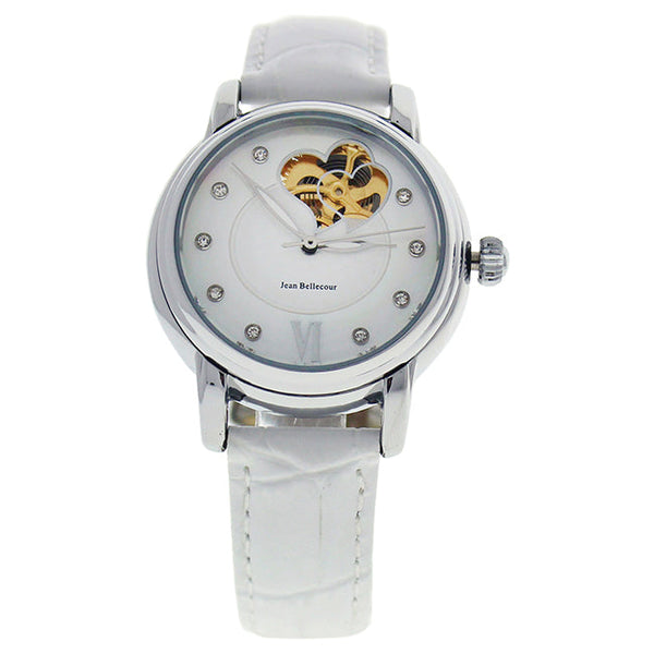 Jean Bellecour REDM3 Silver/White Leather Strap Watch by Jean Bellecour for Women - 1 Pc Watch