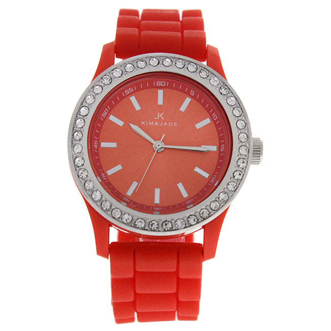 Kim & Jade 2032L-R Orange Silicone Strap Watch by Kim & Jade for Women - 1 Pc Watch