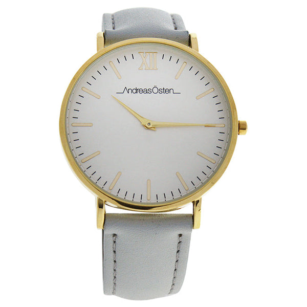 Andreas Osten AO-163 Gold/Gray Leather Strap Watch by Andreas Osten for Women - 1 Pc Watch