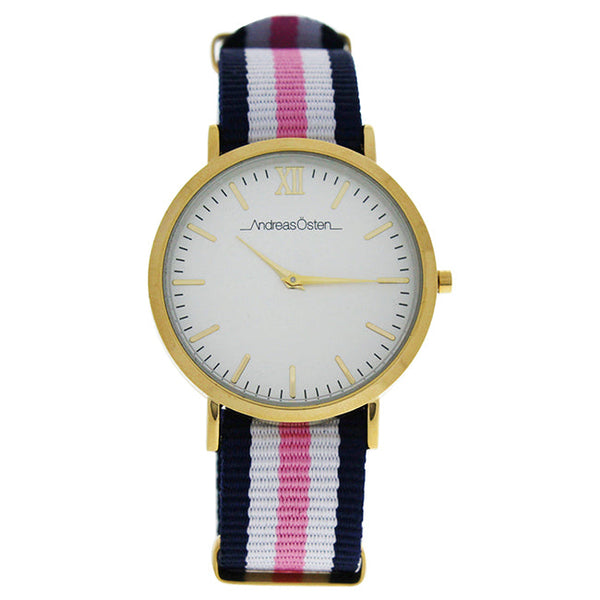 Andreas Osten AO-08 Somand - Gold/Blue-White-Pink Nylon Strap Watch by Andreas Osten for Women - 1 Pc Watch