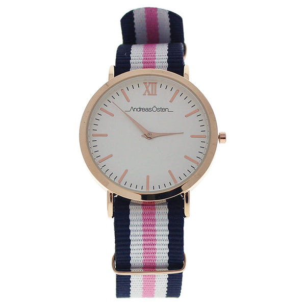 Andreas Osten AO-07 Somand - Rose Gold/Navy Blue-White-Pink Nylon Strap Watch by Andreas Osten for Women - 1 Pc Watch