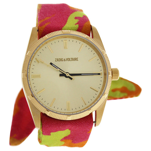 Zadig & Voltaire ZVF205 Gold/Rose Multicolor Cloth Bracelet Watch by Zadig & Voltaire for Women - 1 Pc Watch