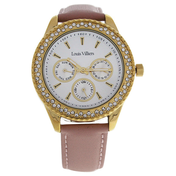 Louis Villiers LV2078 Gold/Cream Leather Strap Watch by Louis Villiers for Women - 1 Pc Watch
