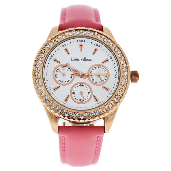 Louis Villiers LV2079 Rose Gold/Pink Leather Strap Watch by Louis Villiers for Women - 1 Pc Watch