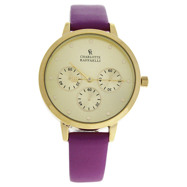 Charlotte Raffaelli CRB014 La Basic - Gold/Purple Leather Strap Watch by Charlotte Raffaelli for Women - 1 Pc Watch