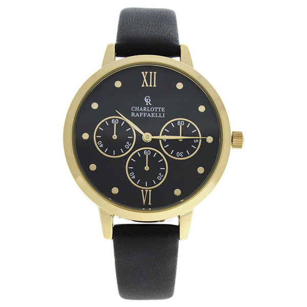 Charlotte Raffaelli CRB016 La Basic - Gold/Black Leather Strap Watch by Charlotte Raffaelli for Women - 1 Pc Watch