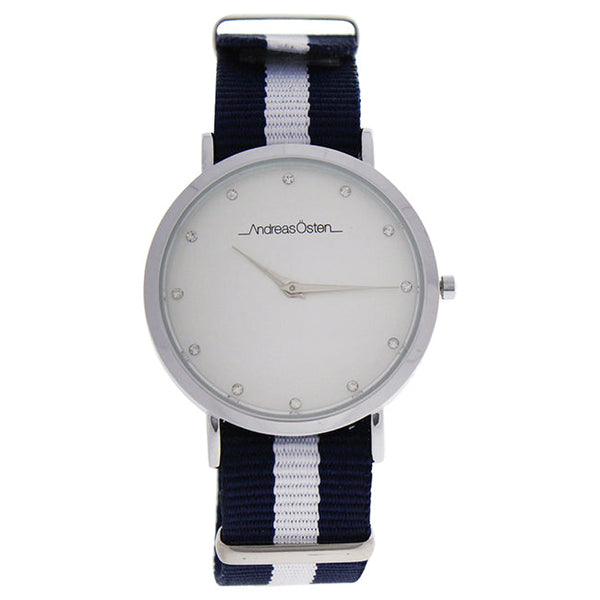 Andreas Osten AO-21 - Silver/Blue & White Nylon Strap Watch by Andreas Osten for Women - 1 Pc Watch