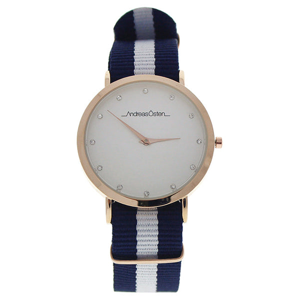Andreas Osten AO-19 Somand - Rose Gold/Navy Blue-White Nylon Strap Watch by Andreas Osten for Women - 1 Pc Watch