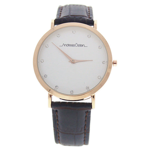 Andreas Osten AO-25 Klassisk - Rose Gold/Cocodrile Dark Brown Leather Strap Watch by Andreas Osten for Women - 1 Pc Watch